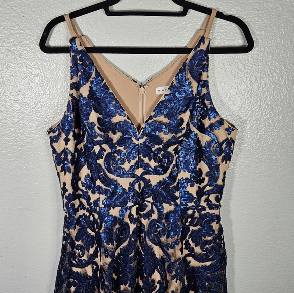 Dress The Population Blair Dress Navy Nude Size L - Picture 4 of 14